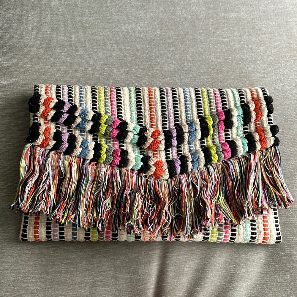 Stella dot taj multicolored fringe envelope clutch